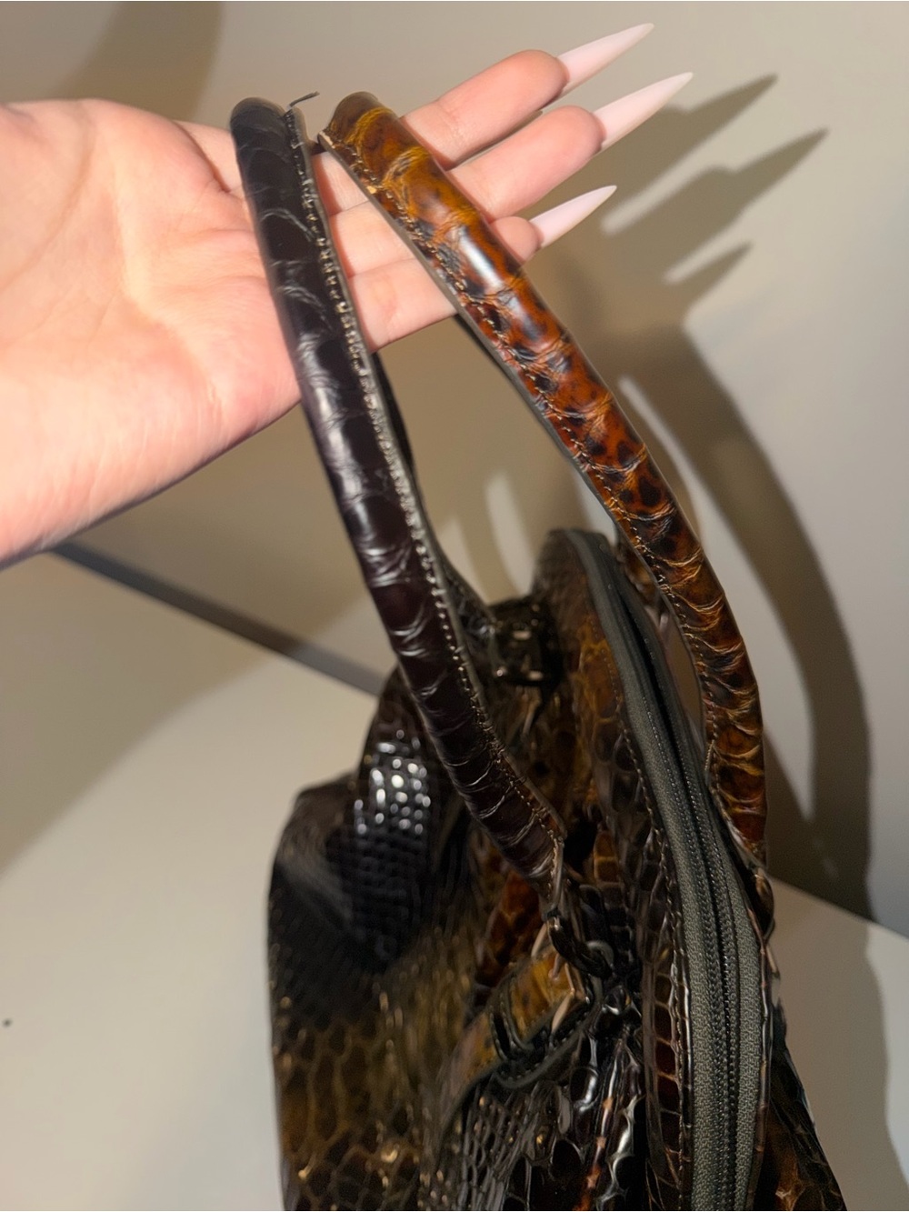 Danier Python-Embossed Leather Satchel Bag - Picture 15 of 17